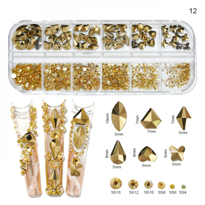 Cristale decor unghii marimi si forme diferite KK-12