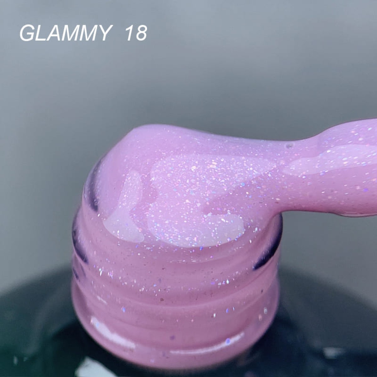 Rubber Base Everin Soo Glammy 18 – Bază Cauciucată Roz-Lila cu Sclipici Holografic Fin, HEMA & TPO Free, 12ml