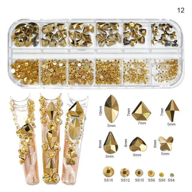 Cristale decor unghii marimi si forme diferite KK-12 – KK-01 Everin imagine noua 2022