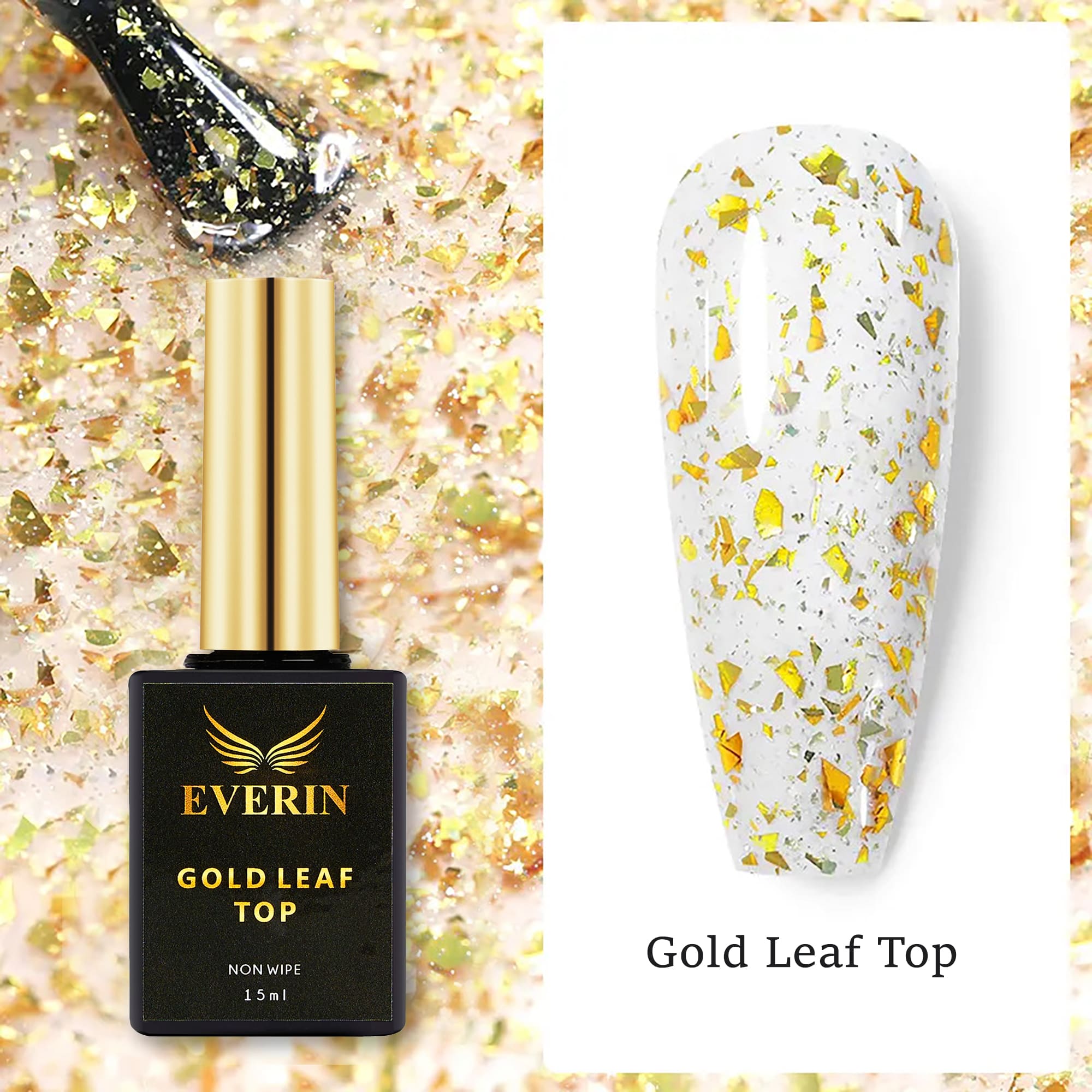 Top Coat- Gold Leaf Everin 15ml - Tc-gl - Everin.ro