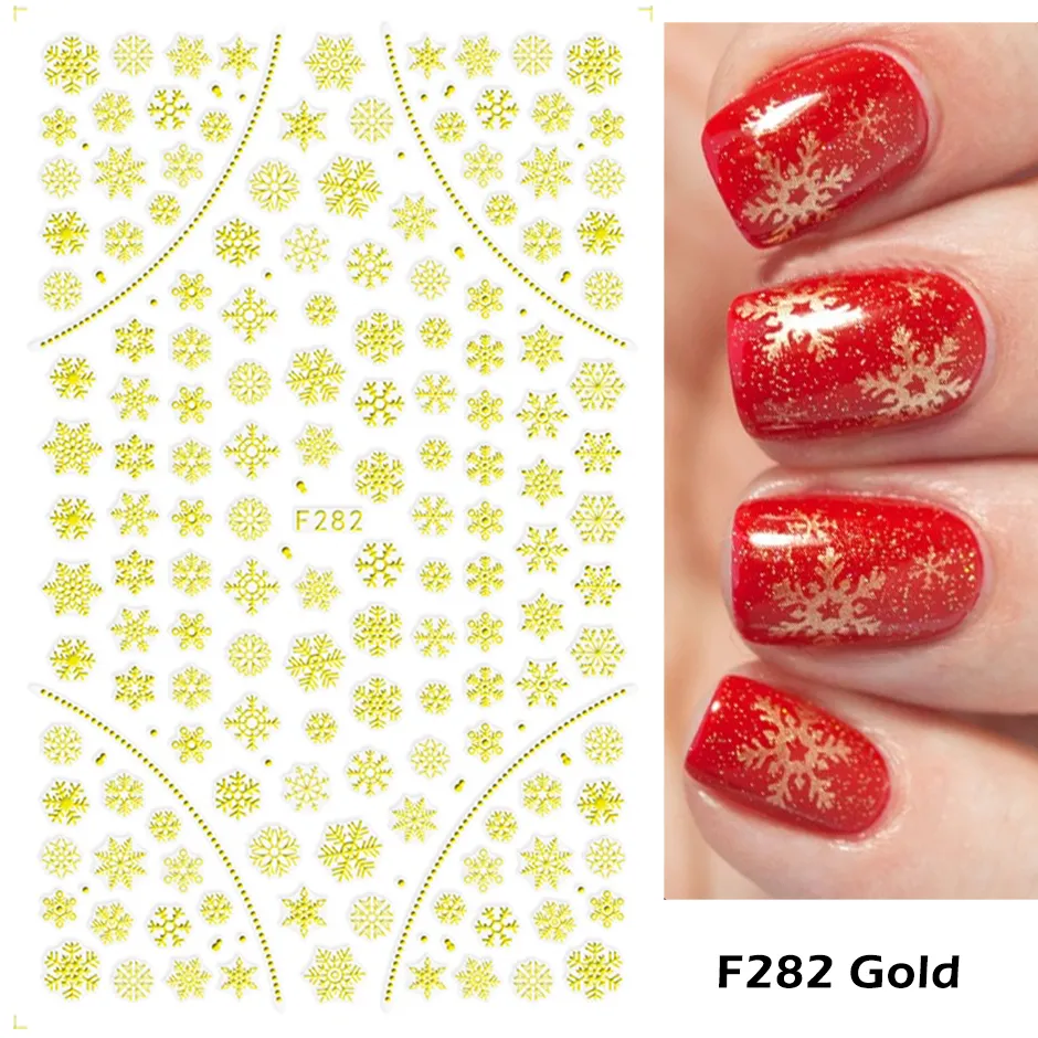 Sticker decor unghii model iarna/Craciun F282 Fulgi Aurii – F889 – EVERIN Everin imagine noua 2022